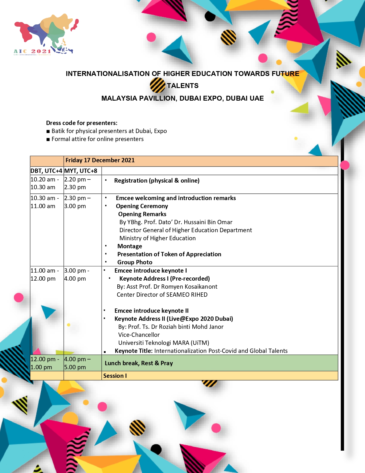 AIMS CONFERENCE DUBAI ITINERARY 1 FINAL VERSION page 0001